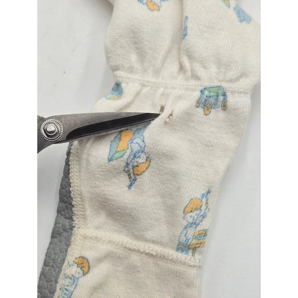 Vintage Carters Kids 4T Handyman Print 2PC Footed Pajamas 100% Cotton Snaps